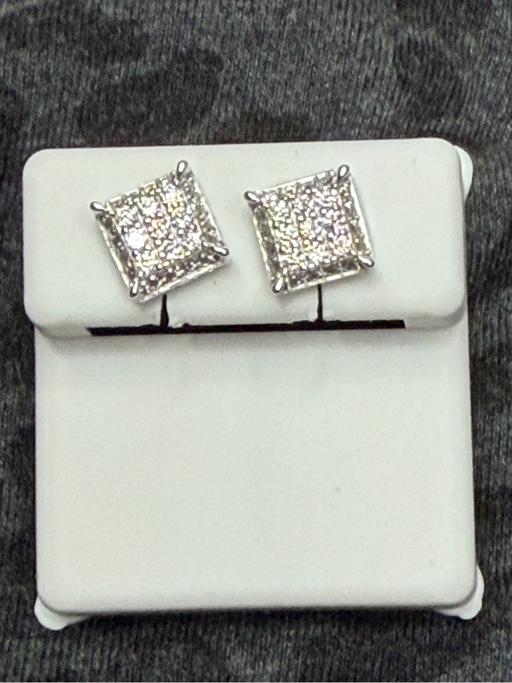 Moissanite Sterling Silver Square Cluster Stud Earrings Screw Back